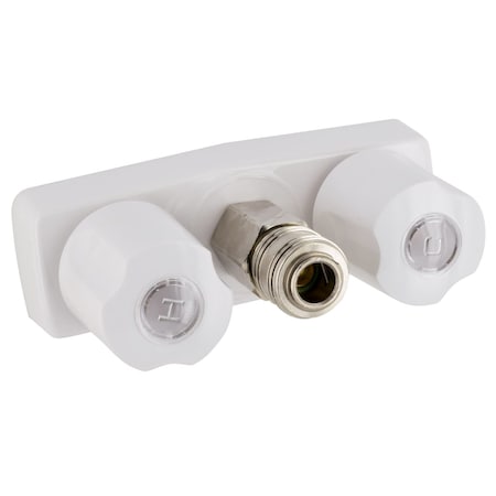 Valterra FAUCET W/ QUICK CONNECT, 3-3/8IN, 2 KNOB, PLASTIC, WHITE PF213246